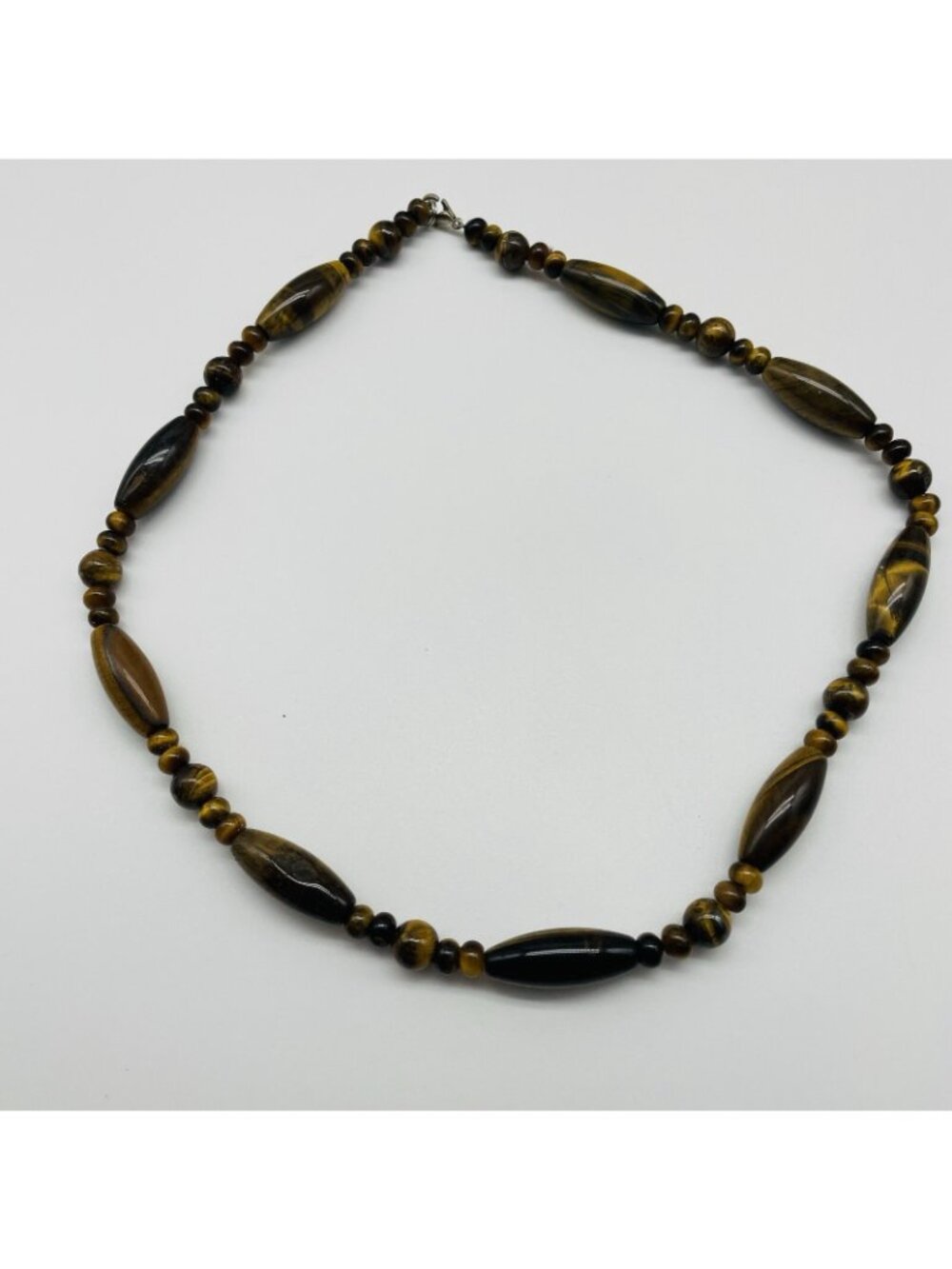 Tiger Eye Beaded Necklace Brown Gold Natural Stone Graduated Bead Strand - Picture 2 of 9